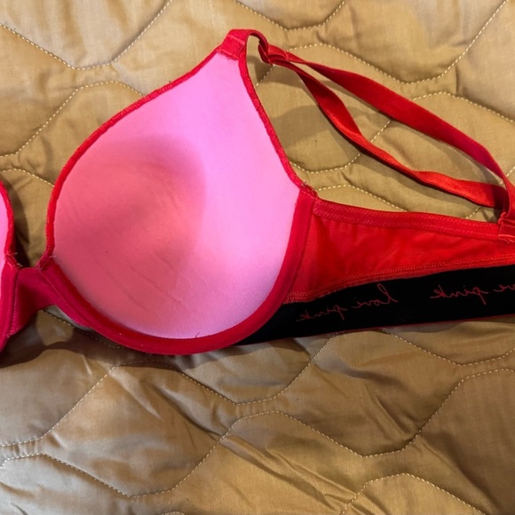 Victoria’s Secret PINK Push-Up Bra 36D Red Underwire Adjustable Wear Everywhere - Picture 7 of 12